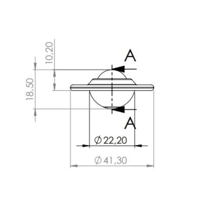 Supporto a sfere in acciaio 15,8 mm - rullo a sfere in plastica - 10 kg