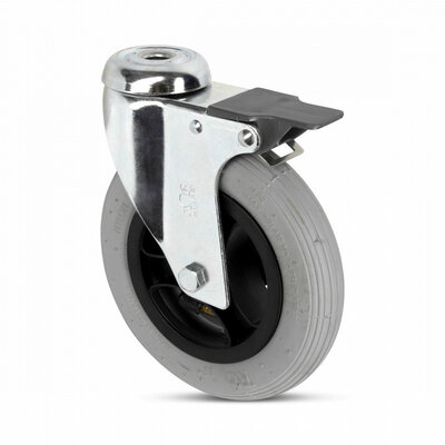 Rodízio giratório com travão 150 mm - pneu - 50 kg - B12