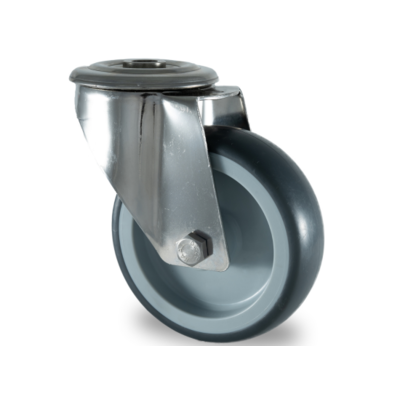 Rustfritt svinghjul 100 mm - Gummi - 100 kg