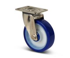 Ruota girevole in PU acciaio inox 80 mm - 120 kg