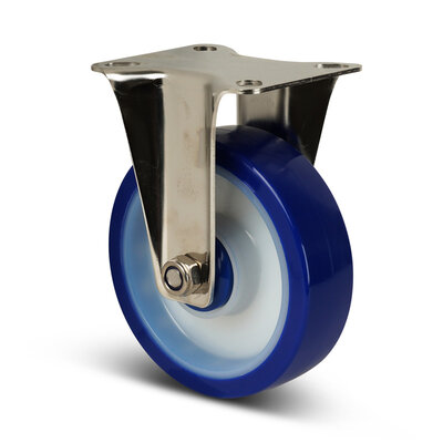 Roulette fixe en acier inoxydable PU 80 mm - roulement à billes - 120 kg