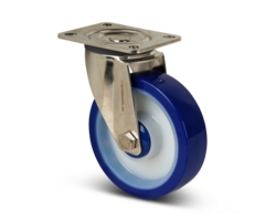 Rodízio giratório em PU de aço inoxidável 100 mm - 150 kg