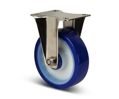 Rodízio fixo em PU de aço inoxidável 125 mm - 200 kg