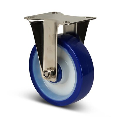 Rodízio fixo em PU de aço inoxidável 125 mm - rolamento de esferas - 200 kg