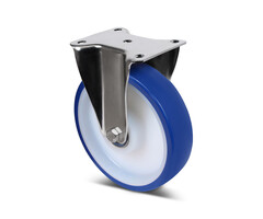 Ruedas fijas de acero inoxidable con ruedas de PU de 160 mm - 450 kg