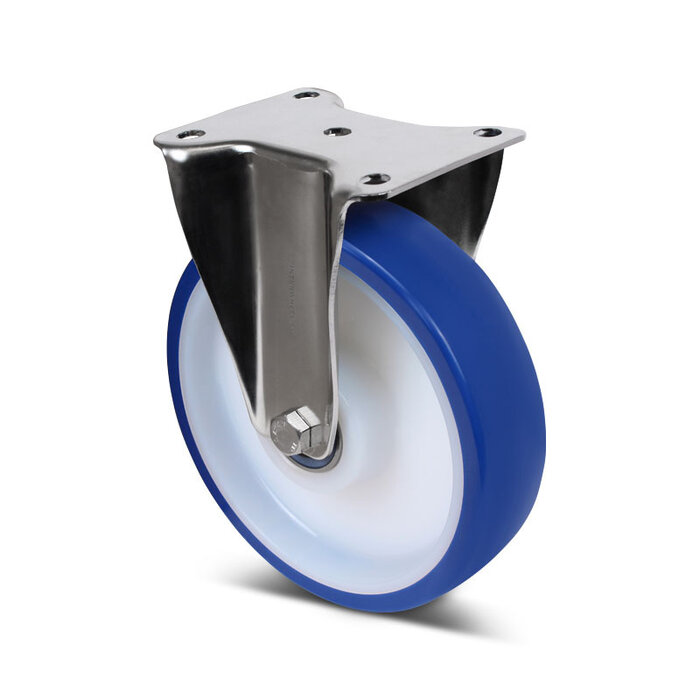 Ruota fissa in PU acciaio inox 200 mm - cuscinetto a sfere - 450 kg - Copy