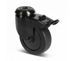 Svart svinghjul med brems 75 mm – kulelager – 75 kg