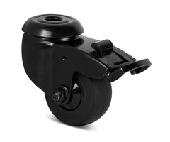 Rodízio giratório preto com travão, 50 mm - rolamento de esferas - 50 kg