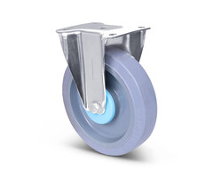 Rueda fija de acero inoxidable de 200 mm con rueda de goma - 400 kg