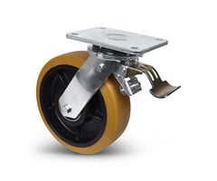 PU swivel caster with brake, 250 mm – 1,500 kg