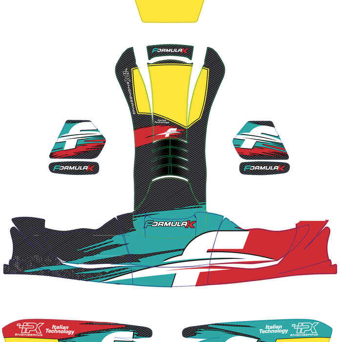 Formula K FK Bodyworks + achterspoiler & 8,5L tank stickerkit mod. 509