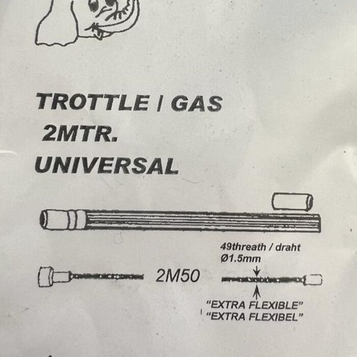deKartshop.nl  Gaskabel Universeel / remkabel/ koppeling kabel aflopende kop incl buiten kabel