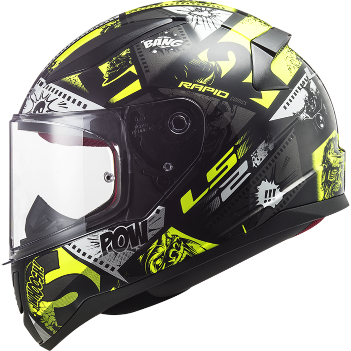 LS2 LS2 FF353 Rapid mini Kids helm Vignette zwart / fluor geel