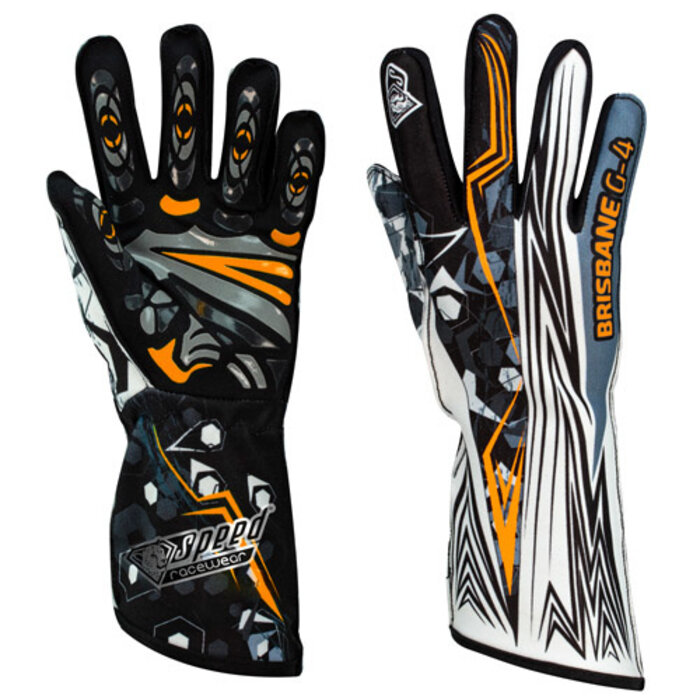 Speed Racewear Speed handschoenen Brisbane G-4 Zwart/ fluor oranje