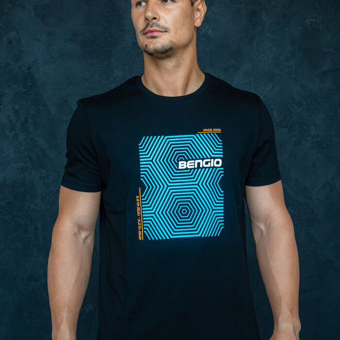 Bengio Bengio T-shirt zwart / blauw 100% organic Maat L
