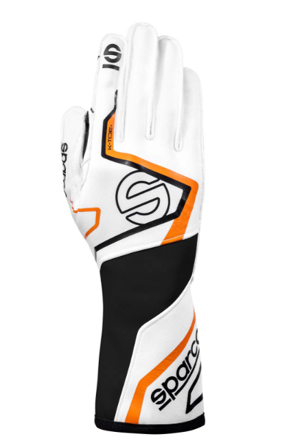 Sparco Sparco K -Tide+ (FIA 8877-2022) kart handschoenen Wit / Oranje