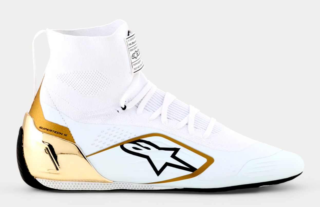 Alpinestars Alpinestars Supertech K Fia kartschoenen Wit / Zwart / Goud