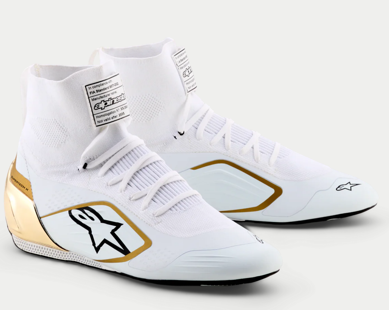Alpinestars Alpinestars Supertech K Fia kartschoenen Wit / Zwart / Goud