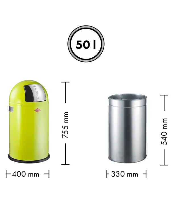 Wesco Wesco Pushboy - 50 litres - Jaune citron