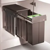 WESCO Profiline Double-Boy 410 S/300-2 - Poubelle encastrée 30 litres (20+10L), couvercle bio, couvercle anthracite, entièrement extensible
