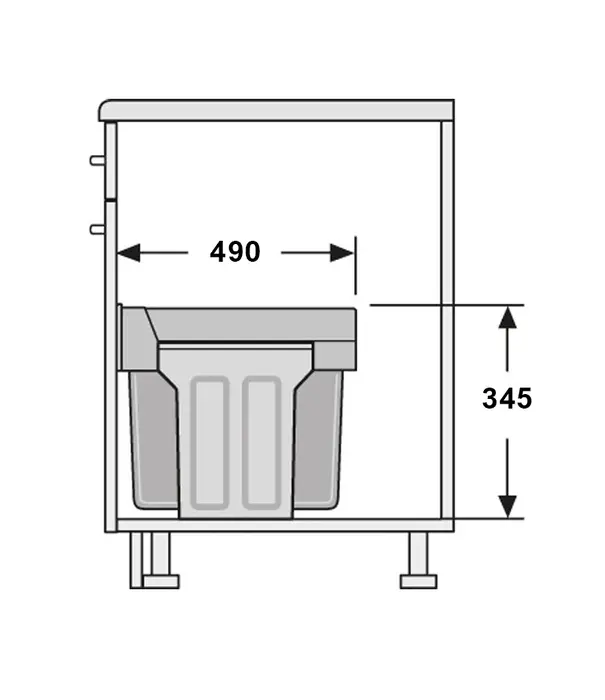 Wesco WESCO® Profiline Double-Master 345 S/400-2 – Inbouwafvalemmer 32 liter (2 x 16L), volledig uittrekbaar, zilver onderstel, antraciet deksel
