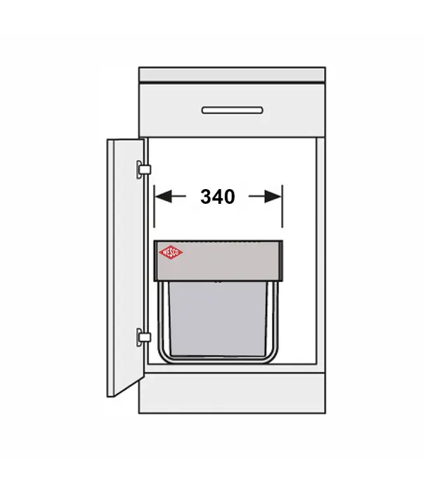 Wesco WESCO® Profiline Double-Master 410 S/400-2 – Inbouwafvalemmer 40 liter (2 x 20L), volledig uittrekbaar, antraciet deksel, ruimtebesparend