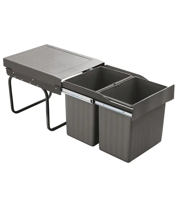 Wesco WESCO® Duo Bin – Inbouwvuilbak 32 liter (2 x 16L), volledig uittrekbaar, antraciet, kastbodemmontage