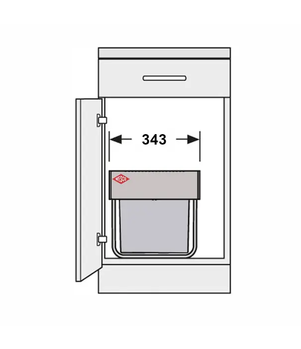 Wesco WESCO® Duo Bin – Inbouwvuilbak 32 liter (2 x 16L), volledig uittrekbaar, antraciet, kastbodemmontage