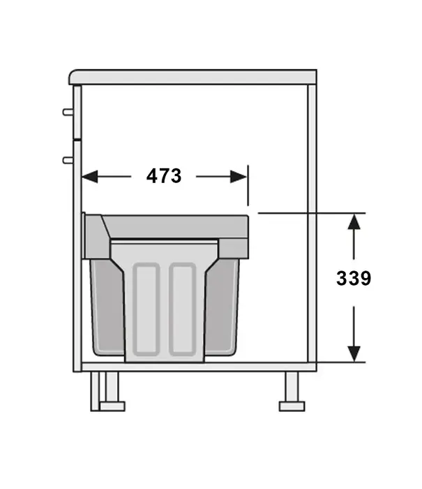 Wesco WESCO® Duo Bin – Inbouwvuilbak 32 liter (2 x 16L), volledig uittrekbaar, antraciet, kastbodemmontage