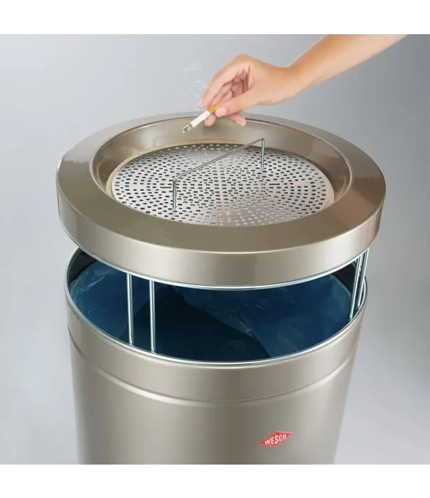 Wesco WESCO® Big Ash – Asbak- en Afvalzuil 120L met Bovenzeef en Inwendige Zakbevestiging - Grafiet