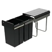 WESCO® Double-Boy 410 ECO/300-2 – 30L Zwarte Inbouwvuilbak met Volledige Uittrek