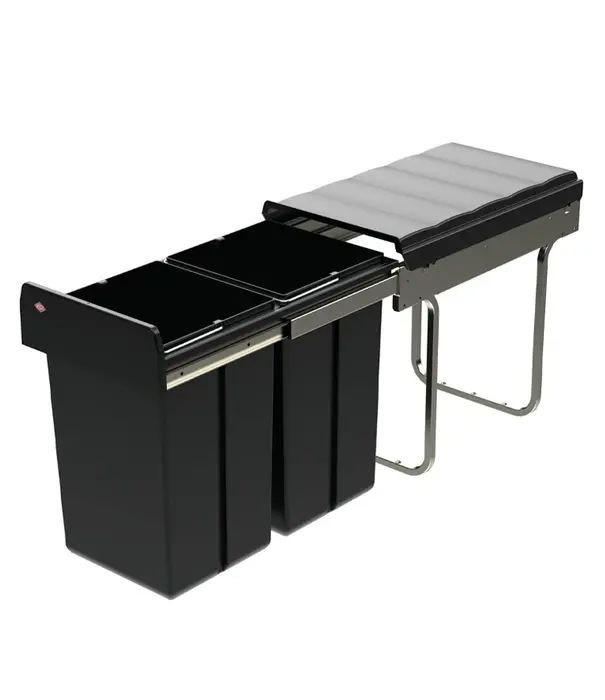 Wesco WESCO® Double-Boy 410 ECO/300-2 – 30L Zwarte Inbouwvuilbak met Volledige Uittrek