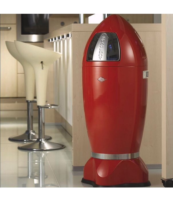 Wesco WESCO SpaceBoy en rouge - Poubelle 35L en forme de fusée au look rétro