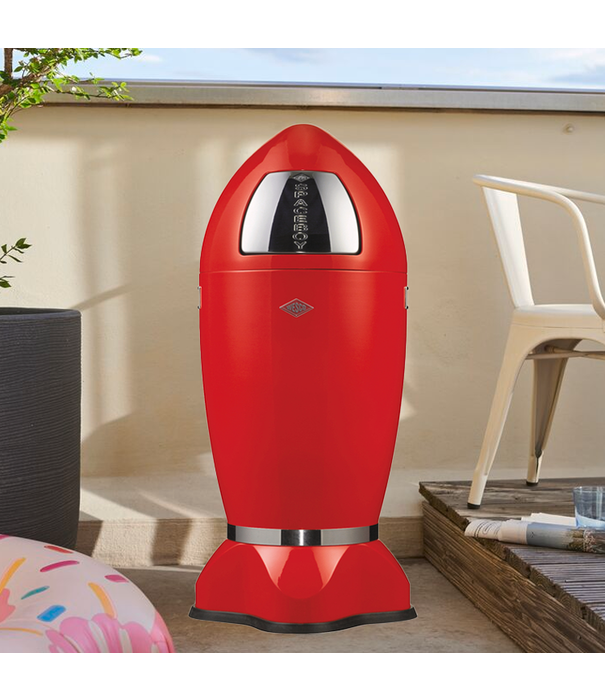 Wesco WESCO SpaceBoy en rouge - Poubelle 35L en forme de fusée au look rétro