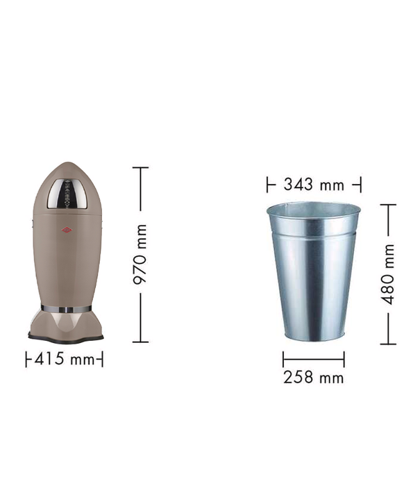 Wesco WESCO® SpaceBoy Warm grijs – Raketvormige retro vuilbak van 35L