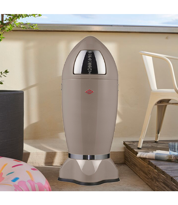 Wesco WESCO® SpaceBoy Warm grijs – Raketvormige retro vuilbak van 35L