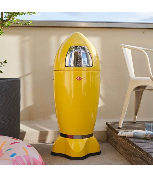Wesco WESCO® SpaceBoy Zwart – Retro design vuilbak in raketvorm (35L)