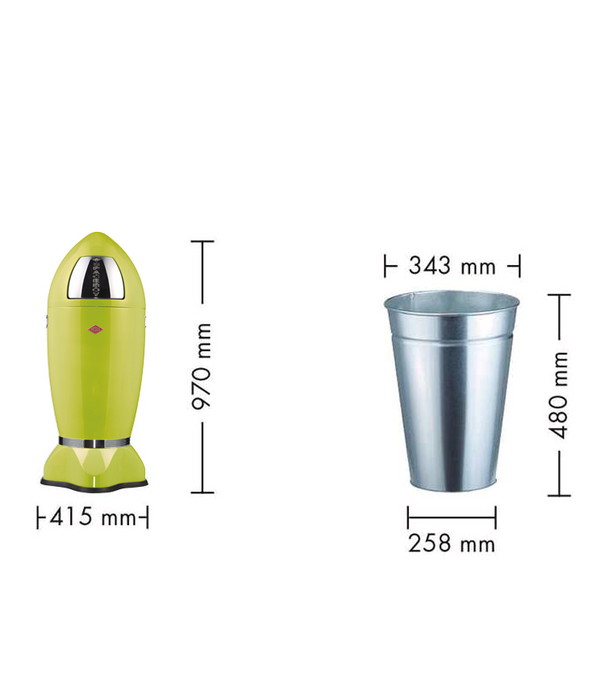 Wesco WESCO® SpaceBoy in limoengroen – Design vuilbak 35L in raketstijl voor een frisse toets