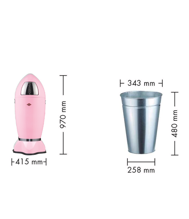 Wesco WESCO SpaceBoy en rose - Poubelle rétro 35L en forme de fusée