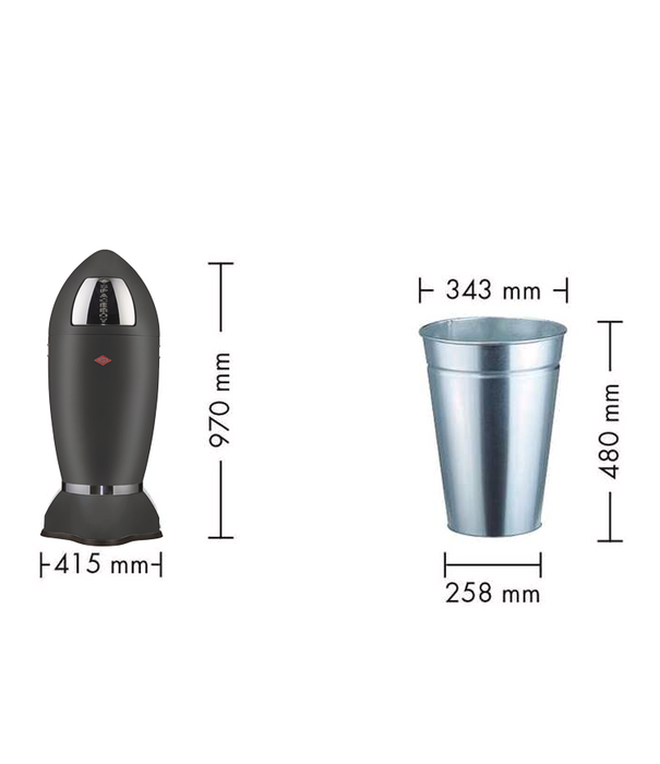 Wesco WESCO SpaceBoy Matt graphite - Poubelle design en forme de fusée (35L)