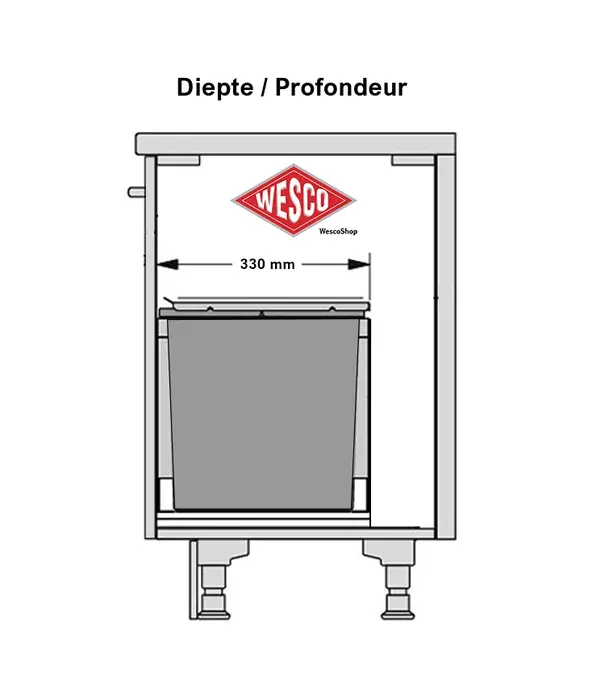 Wesco WESCO® Pullboy Soft Comfort® 495 K/600-2 Afvalsysteem – 58 Liter, 2 Baksysteem, Softclose, Antraciet