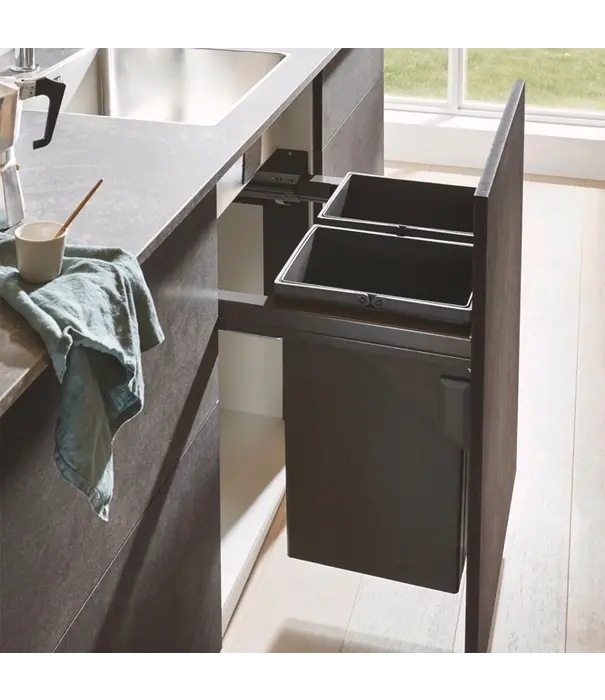 Wesco WESCO® Pullboy Soft Comfort® 495 K/600-2 Afvalsysteem – 58 Liter, 2 Baksysteem, Softclose, Antraciet