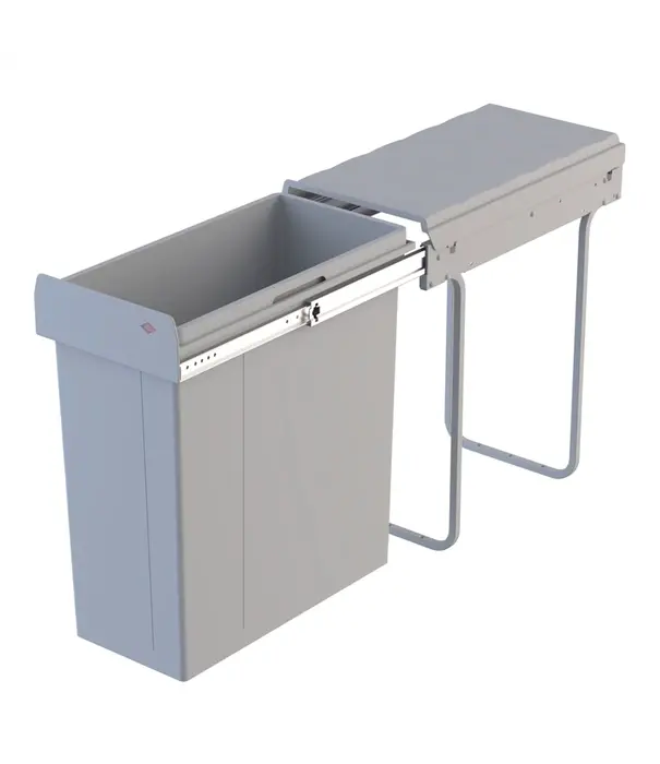 Wesco WESCO Traditionline Single-Boy® 545 S/300-1 – Poubelle coulissante de 42 litres avec glissières à sur-extension, gris aluminium