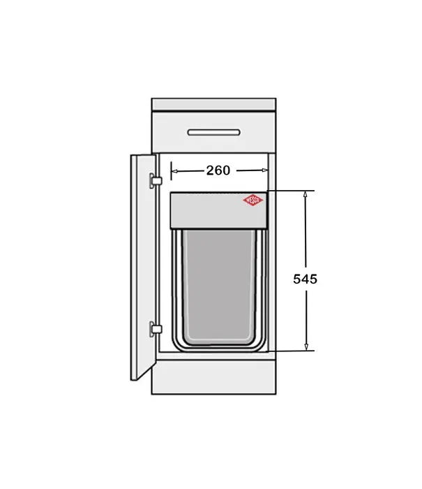 Wesco WESCO Traditionline Single-Boy® 545 S/300-1 – Poubelle coulissante de 42 litres avec glissières à sur-extension, gris aluminium