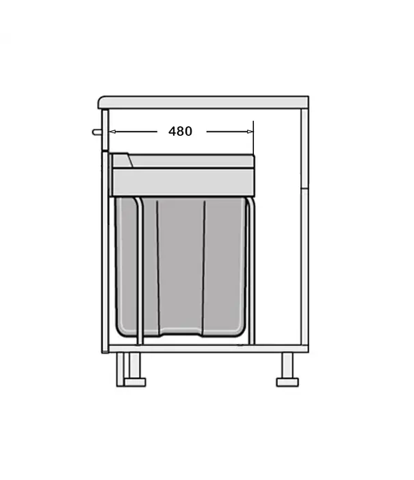 Wesco WESCO Traditionline Single-Boy® 545 S/300-1 – 42 liter uittrekbare afvalemmer met over-extension geleiders, aluminiumgrijs