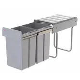 WESCO Traditionline Double-Boy 410 X/300-2 aluminiumgrijs – Dubbele uittrekbare inbouwafvalemmer, 2 x 15 liter, kastbodemmontage