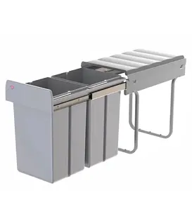 WESCO Traditionline Double-Boy 410 X/300-2 aluminiumgrijs – 2x15L inbouwafvalemmer