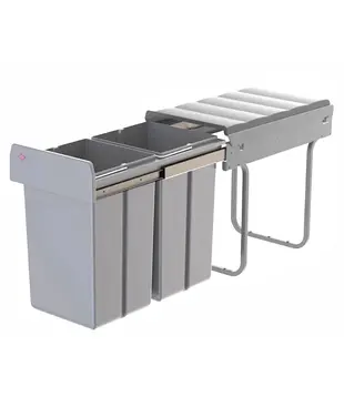 WESCO Traditionline Double-Boy 410 X/300-2 gris aluminium – poubelle encastrable 2x15L