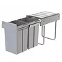 WESCO Traditionline Double-Boy 410 X/300-2 aluminiumgrijs – Dubbele uittrekbare inbouwafvalemmer, 2 x 15 liter, kastbodemmontage