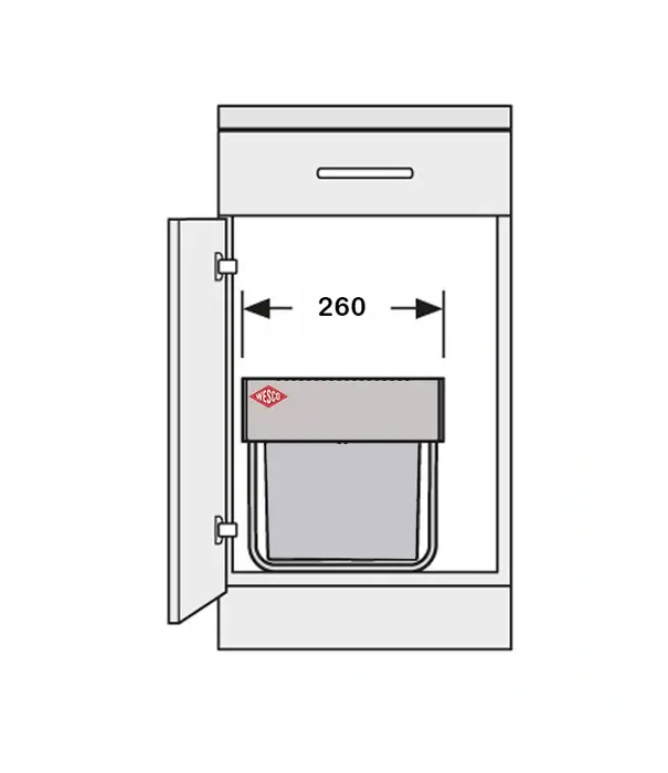 Wesco WESCO Traditionline Double-Boy 410 X/300-2 aluminiumgrijs – Dubbele uittrekbare inbouwafvalemmer, 2 x 15 liter, kastbodemmontage